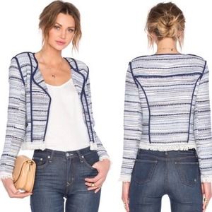 Lovers + Friends Blue and White Striped Blazer